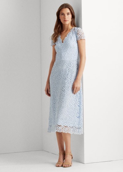 Women's Ralph Lauren Lace V-Neck Dresses | 817329OCY